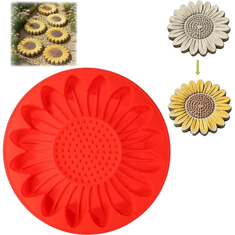 Moule Réutilisable Silicone Dalles Jardin Motif Tournesol 40x40cm, Moule Réutilisable Silicone pour Dalles Jardin Motif Tournesol pour Réaliser Créations Dans Jardin Allées Terrasses (1/5)