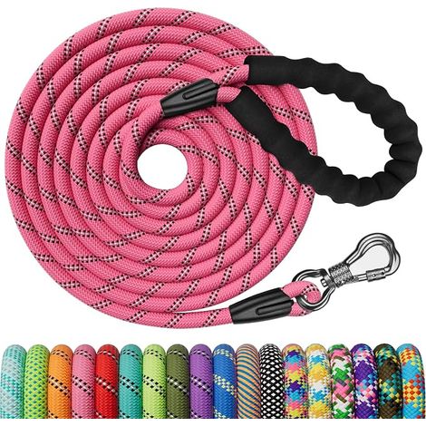 XBEN Longe pour Chien 7M, Laisse de Dressage avec Poignée Confort et Mousqueton Verrouillable, Robuste pour Petits, Moyens et Grands Chiens
