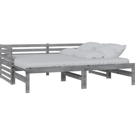 Maison Exclusive - Ausziehbares Tagesbett Grau Massivholz Kiefer