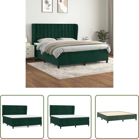 vidaXL Matelas à ressorts ensachés - Sommier à lattes de lit et matelas Vert foncé 160x200cm Velours (1/5)