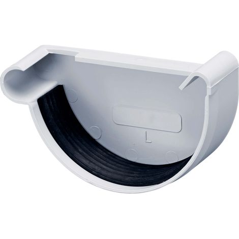 INEFA Embout de gouttière demi-rond, accessoires de gouttière en PVC, montage simple par emboîtement, Made in Germany - 125mm, gauche Gris