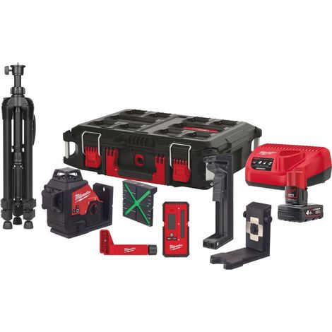 LASER VERDE M12™ A 3 LINEE CON 2 PUNTI PIOMBO milwaukee M12 3PLKIT-401P