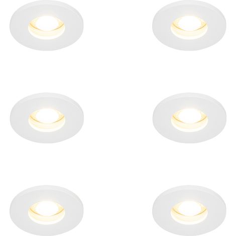 Set mit 6 modernen Badezimmer-Einbauspots weiß - Shed