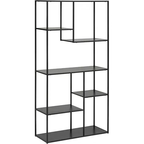 Étagère de rangement style industriel 6 niveaux en métal noir - Longueur 90 x Profondeur 35 x Hauteur 180 cm (1/4)