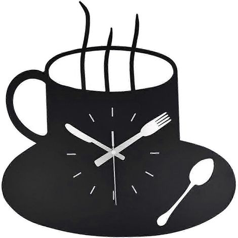 30 cm große, wasserdichte Quarz-Wanduhr in Kaffeetassenform – Dekorative Wanduhr für Zuhause und Café (1/5)