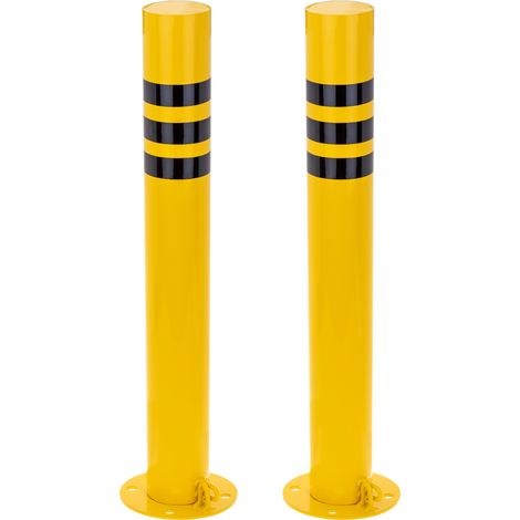 PrimeMatik - Pack de 2 pcs de bornes bornes en acier avec base clouée amovible 76x600mm (1/5)