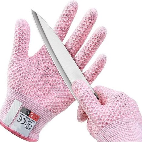 Paire de gants anti-coupure – Rose – Niveau 5 – Touchscreen – 23x9 cm – Cuisine et travail – Motif ananas (1/5)
