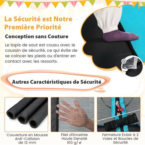 2 en 1 Trampoline Enfants (190x122cm) avec Balançoire Amovible Trampoline de Jardin avec Filet de Sécurité Charge 100kg pour 3 Ans+ Noir Bleu CW3789 Maison Chic (1/3)