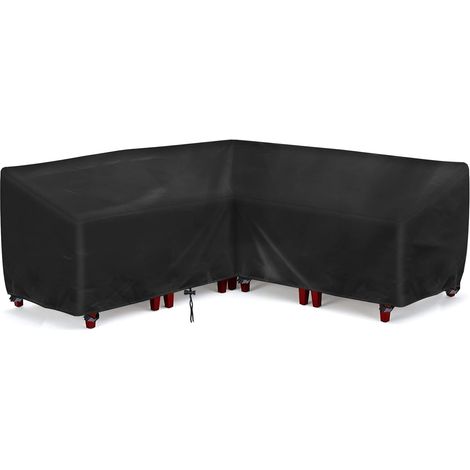 Housse de table de jardin en forme de L, housse imperméable Oxford pour table de jardin, housse pour mobilier de jardin, bâche de protection pour canapé d'angle (215 x 215 x 87 cm) (1/5)