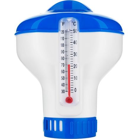 Distributeur de chlore flottant avec thermomètre, pour un dosage uniforme dans les piscines, spas, jacuzzis et pour l'entretien de l'eau-AquaForge (1/5)