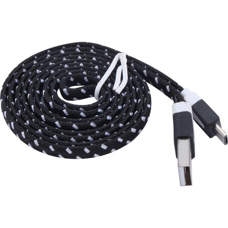 Câble de charge de données micro USB 2.0 plat tressé en tissu de 1 m pour Samsung Galaxy (1/3)