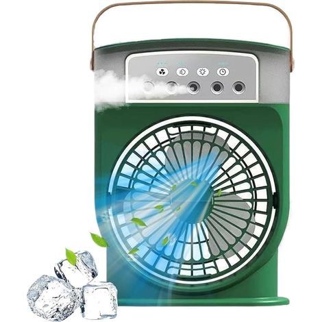 Refroidisseur d'Air - Climatiseur Portable avec 3 Vitesses de Vent et Ventilateur à Glace (Vert, version plug-in) (1/5)