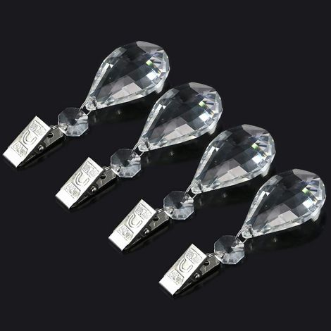 Lot de 8 poids pour nappe avec pinces métalliques – Prisme en cristal en forme de larme – Pour tables de pique-nique (1/5)