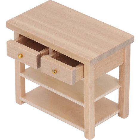 Meuble de salle de bain miniature en bois de bouleau, style vintage, simple et multifonctionnel, à monter soi-même, pour maison de poupée à l'échelle 1/12. (1/5)