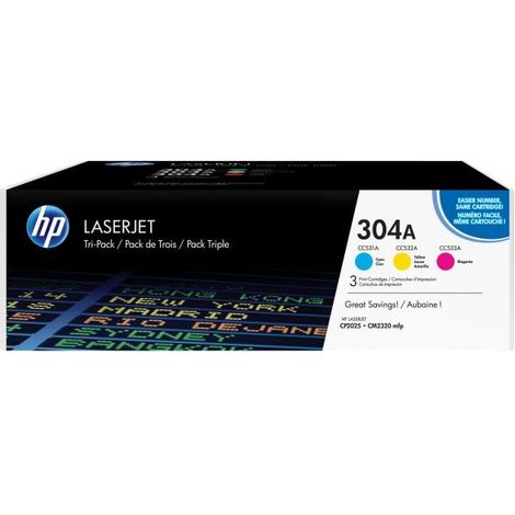 HP Confezione 3 Cartucce Originali di Toner Ciano Magenta Giallo LaserJet 304A (1/5)