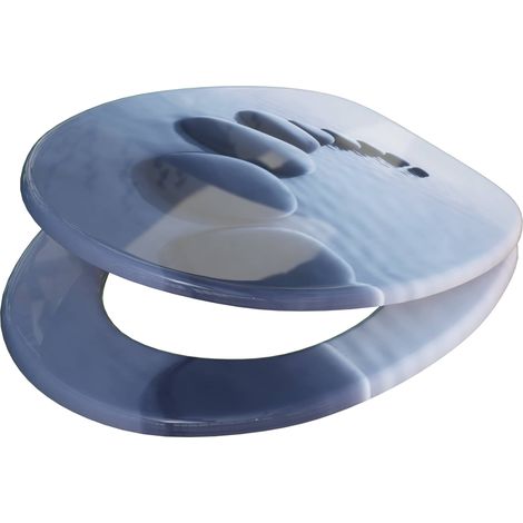 Asiento de inodoro con cierre suave - MDF, bisagras de acero inoxidable, 45 x 38 cm (1/5)