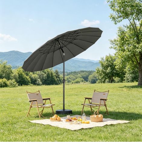 Terrassenschirm 257x242 cm aus Polyester dunkelgrau, neigbar, ohne Fuß – MEUBLIV (1/5)