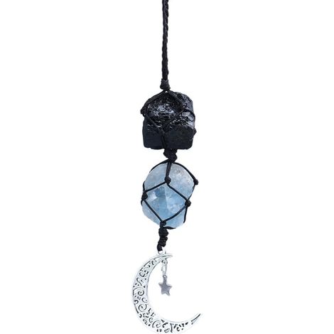Ornements de Miroir de Voiture,Accessoires de Suspension de Miroir de Voiture en Cristal avec Pendentif Lune et Étoile pour Rétroviseur de Voiture (1/5)