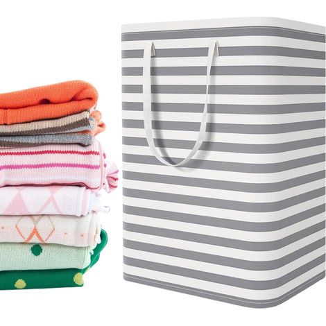 1 articles，Grand Panier à Linge, 75L Corbeille a Linge Pliable Paniers Linge pour Vêtements, Imperméable Sac à Linge avec Poignées, Lin Panier Linge Sale pour Chambre Salle de Bain (1/5)