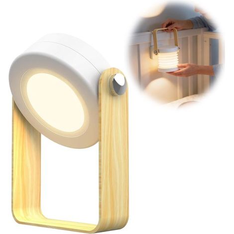 Lampe de table tactile - Veilleuse pliable pour chambre d'enfant et chevet - LED 2W - Luminosité réglable - Batterie 1200mAh (5-6h) - pour la maison et le bureau - 1 pièce (1/2)