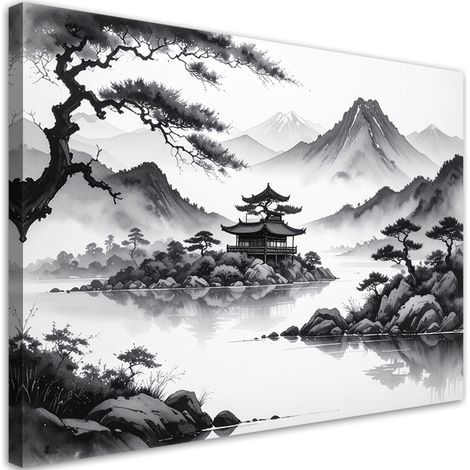 Wandbild Landschaft im japanischen Stil 90x60 cm (1/5)
