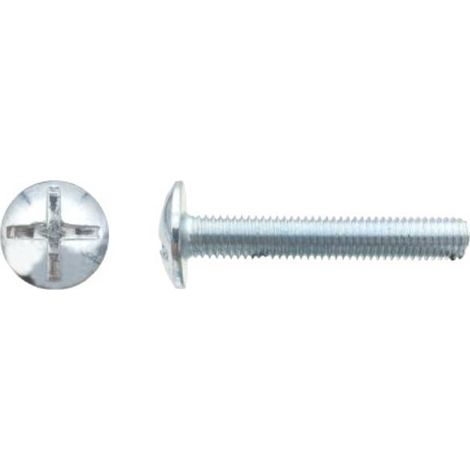 100 Vis Boulons Poêlier Tête Ronde Large Fendue en Croix 8 x 60 mm - NFE 25129 - Zingué blanc - D-Work