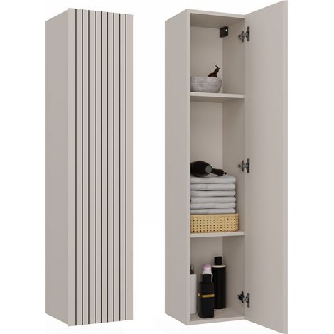 TIGO 1D - Armadio bagno sospesa, mensola, frontale scanalato - 31x135x29,5 cm - Cachemire (1/5)
