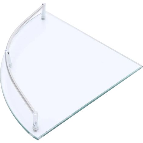 Étagère d'angle, verre durable et acier inoxydable, design gain de place, Clair (1/2)