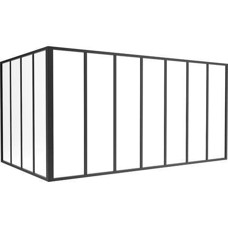 Vetrata angolare L210 x L120 x H105 in Alluminio termolaccato Stile atelier Nero - BAYVIEW