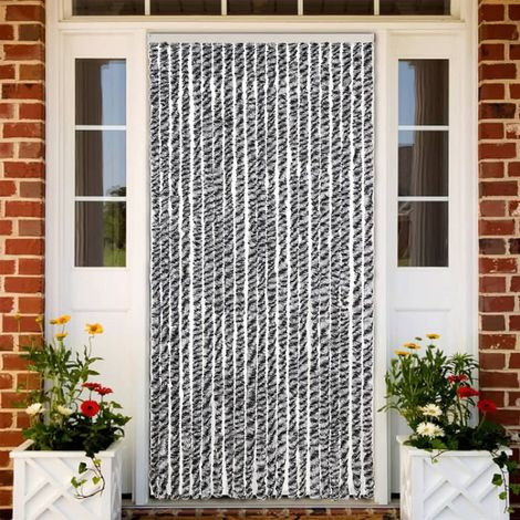 Cortina antimoscas chenilla gris negro y blanco 90x200 cm vidaXL (1/5)