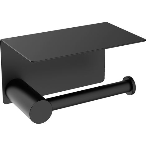 Papierrollenhalter Bernstein OLA mit Ablage Farbe: Schwarz matt rundes Design (1/4)
