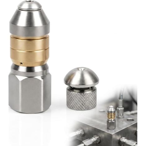 Lot De 2 Buses Canalisation Acier Inox 1/8" Pour Nettoyeur Haute Pression Kit 2 buses rigide et rotative,matière anticorrosion,raccord 1/8",débouchage performant,adapté plomberie domestique et indust (1/5)