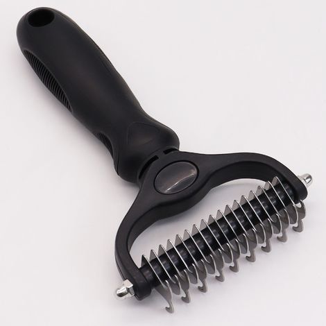 Black Dog Brush, Cat Brush, Professional Dog Detangling Comb and Long Hair Dog Brush, Grooming Rake for Dogs and Cats to Remove Undercoat from Pets (1/5)