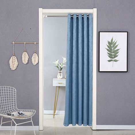 Interior Door Curtain, Interior Home Blackout Curtain for Window and Door Thermal Insulated, Home and Decor Curtain with Telescopic Rod,Royal Blue,120x180cm (1/3)