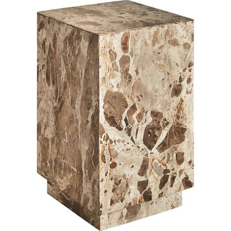 Table basse en marbre beige style art déco finition naturelle - Beige marbré naturel (1/4)