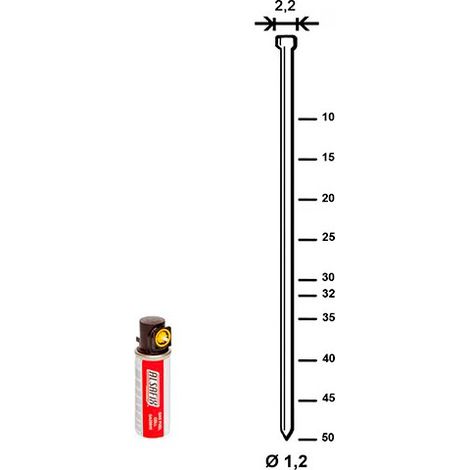 Pack J-32 de 2 000 pointes galvanisés en bande D. 1,2/2,2 x L. 32 mm + 2 cartouches de gaz jaune GAZ0020 - P6J-321 Alsa