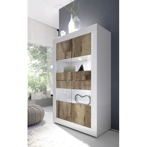 Vitrine moderne blanc/chêne pero Agathe (1/5)
