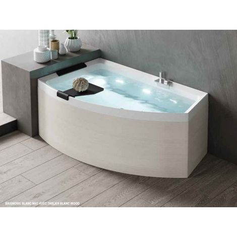 Baignoire d'angle acrylique NOVELLINI DIVINA O 165x98 cm-Blanc-Droite-Blanc-98.00 -- (1/5)