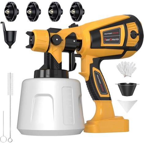 Pulvérisateur électrique jaune – HVLP 800 W – 1400 ml – 4 embouts cuivre – DIY maison et auto – Peinture polyvalente (1/5)