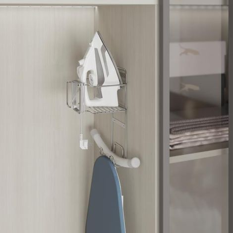 Emuca Soporte para tabla de planchar, accesorios de planchado y plancha, Acero, Cromado (1/4)