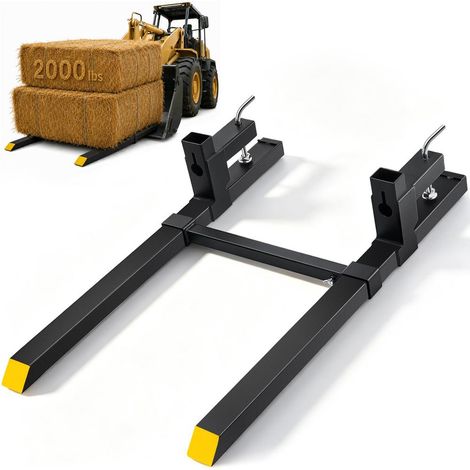 Pour Godet de Tracteur Fourches à Palettes à Pince Manutention de Charges Capacité 907 kg Barre Réglable 109 cm (1/5)