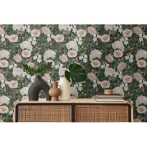 A.S. Création Drawn Into Nat 394261 Vliestapete Blumen / Floral 10.05 x 0.53 m Schwarz Wohnzimmer Schlafzimmer Büro (1/4)