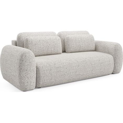3-Sitzer Schlafsofa Sessame, Stauraum, Klappfunktion, verstellbar, 266x121 cm, Hellbeige