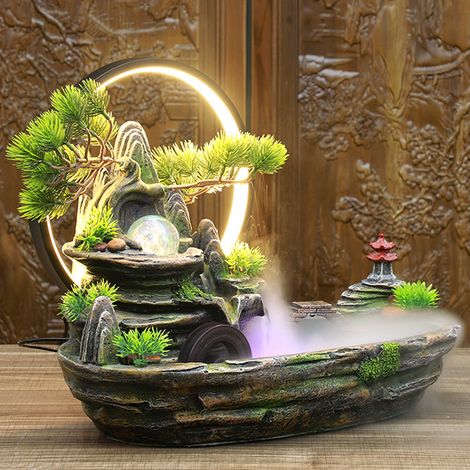 [Zimmerbrunnen] + Kunstharz + Modell RWG42 + [Dekorativer Feng Shui mit Licht & Zerstäuber] (1/5)