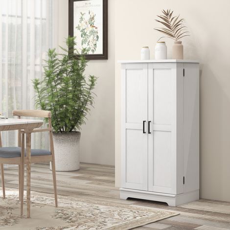 Buffet cuisine armoire de cuisine 5 niveaux avec portes et étagères réglables 60l x 40P x 120H cm grain de bois crème