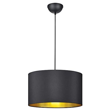 Lampada Sospensione Soffitto Elegante Paralume Tessuto Nero Oro Hostel GD Trio (1/3)