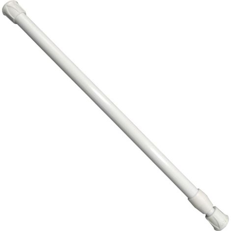 Barre de rideau de douche télescopique en acier inoxydable, sans perçage, 60-110 cm, blanche. (1/4)