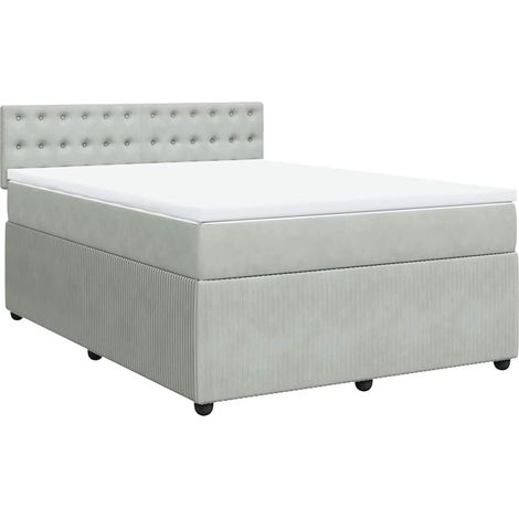 Maison Exclusive - Cama box spring con colchón terciopelo gris cl (1/5)