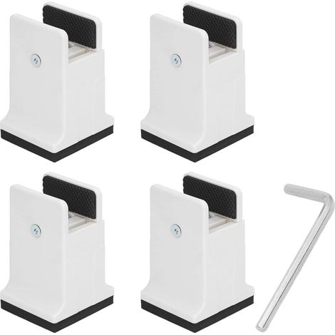 Raised Bed Blocks, 4 Pieces Adjustable Furniture Risers with Screw Clamp, Rubber Bed Riser for Heavy Furniture, Table Legs, Desk Risers (White) (1/5)