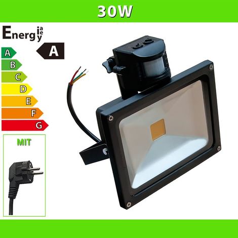 LEDVero® 30W LED proiettore nero bianco caldo con sensore & spina IP65 (1/5)